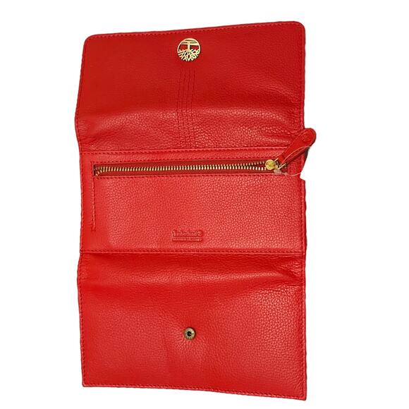 NWT TIMBERLAND Red Genuine Leather Women's Wallet No Flaws PRICE FIRM - Picture 7 of 12